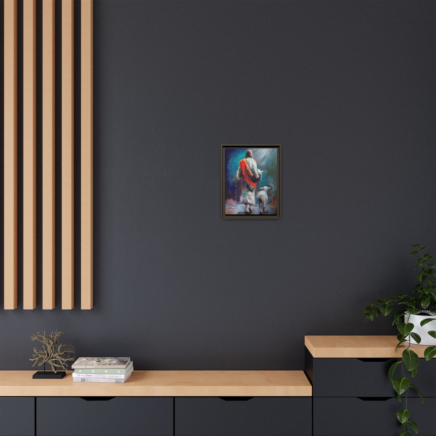 Canvas Art Print - Jesus Walking with Lamb