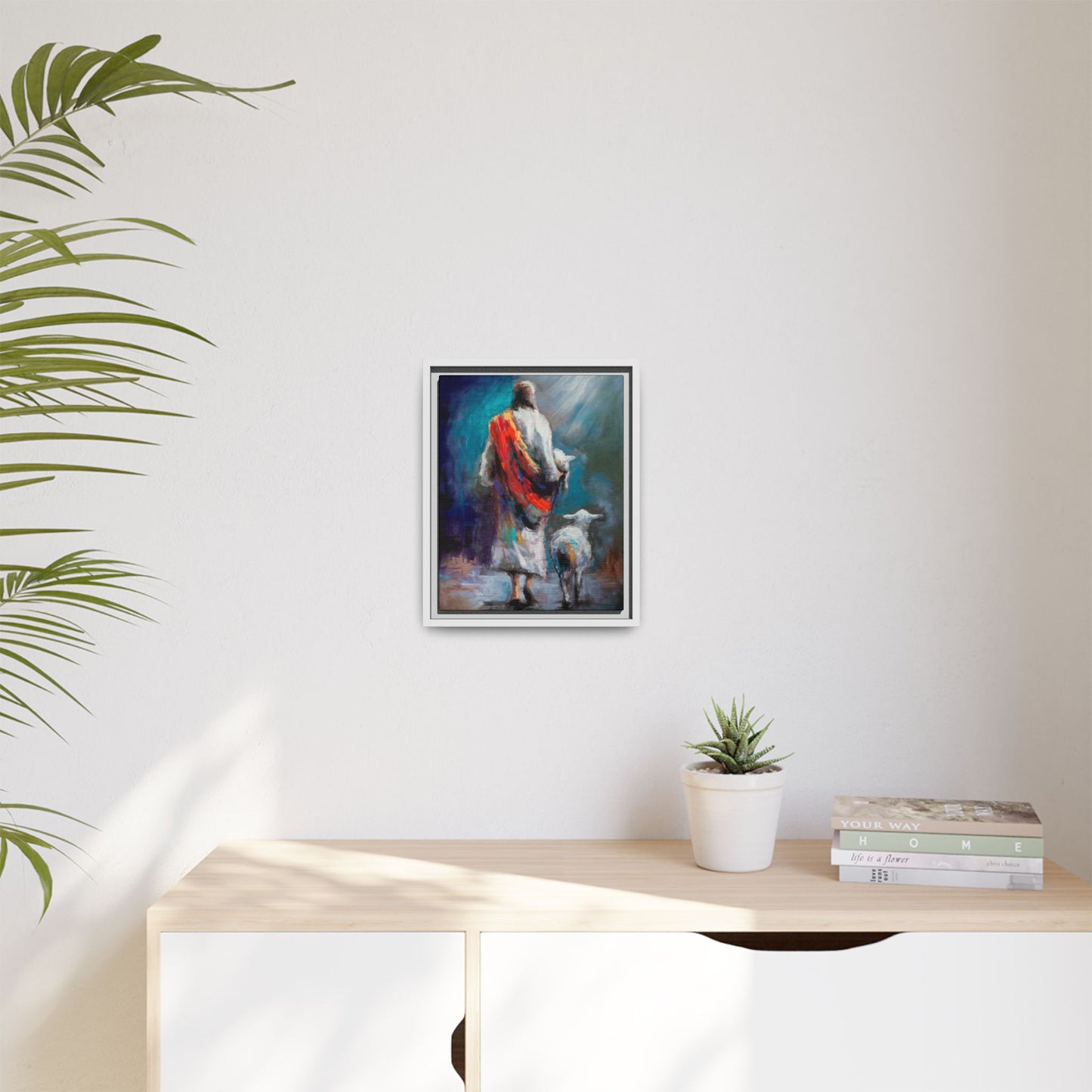 Canvas Art Print - Jesus Walking with Lamb