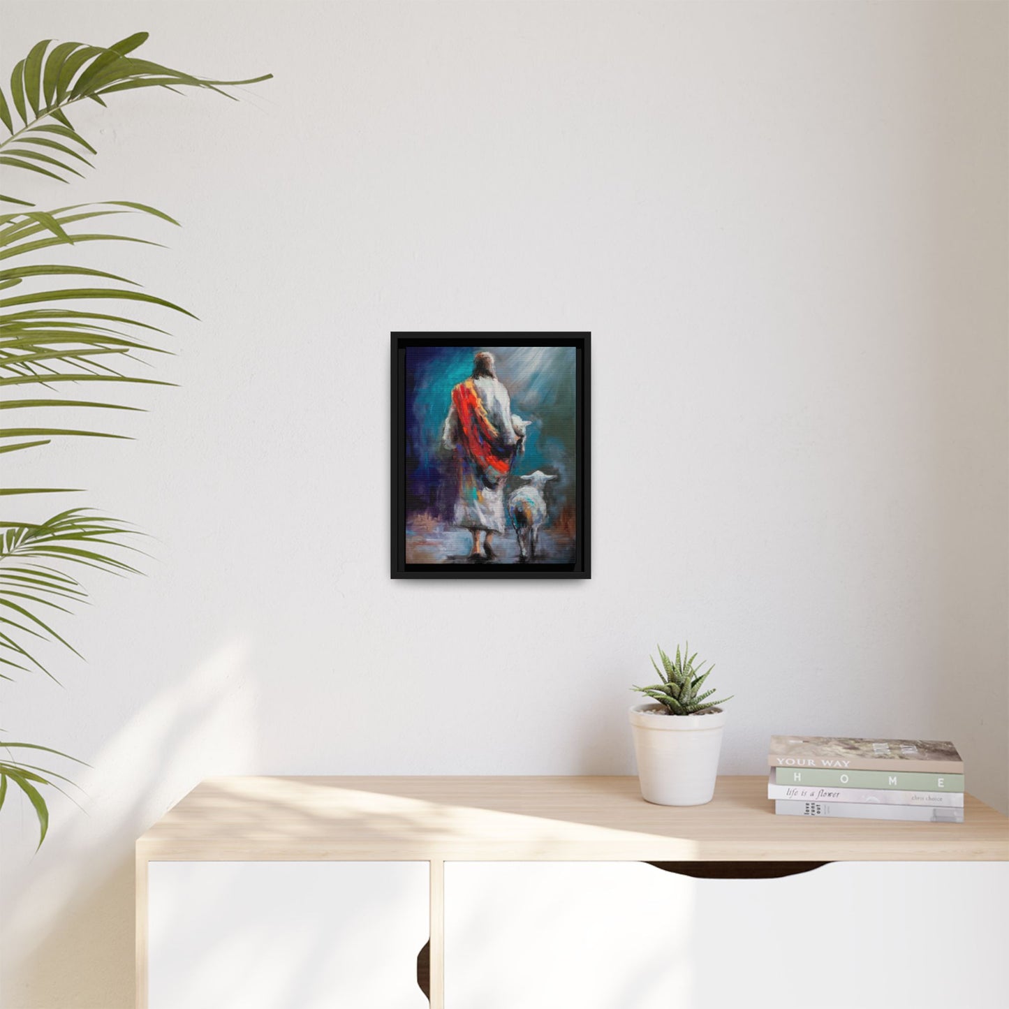 Canvas Art Print - Jesus Walking with Lamb