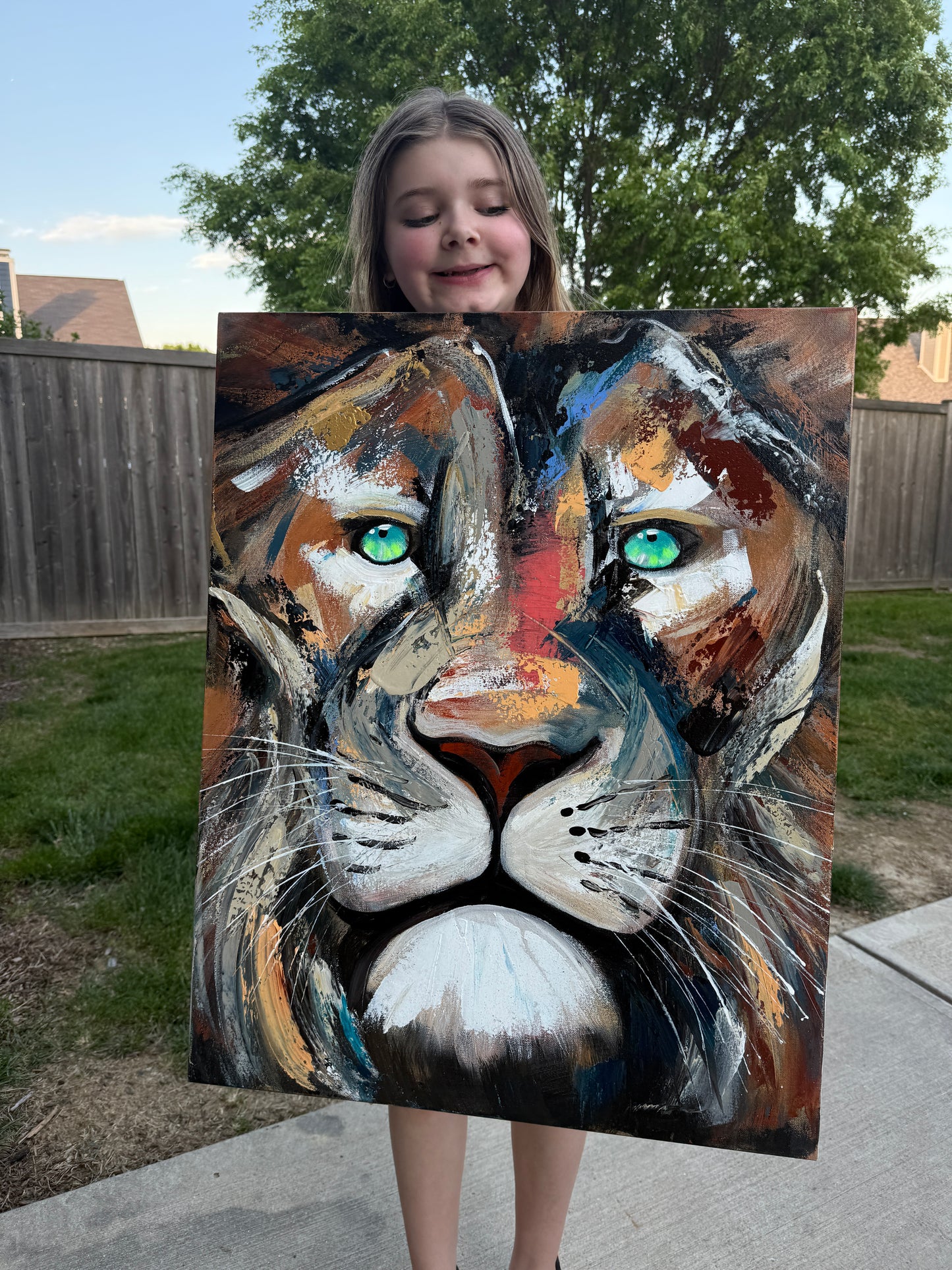 (Practice) Sam Glenn Lion Painting  “Live with Courage” (24x28 Inches)