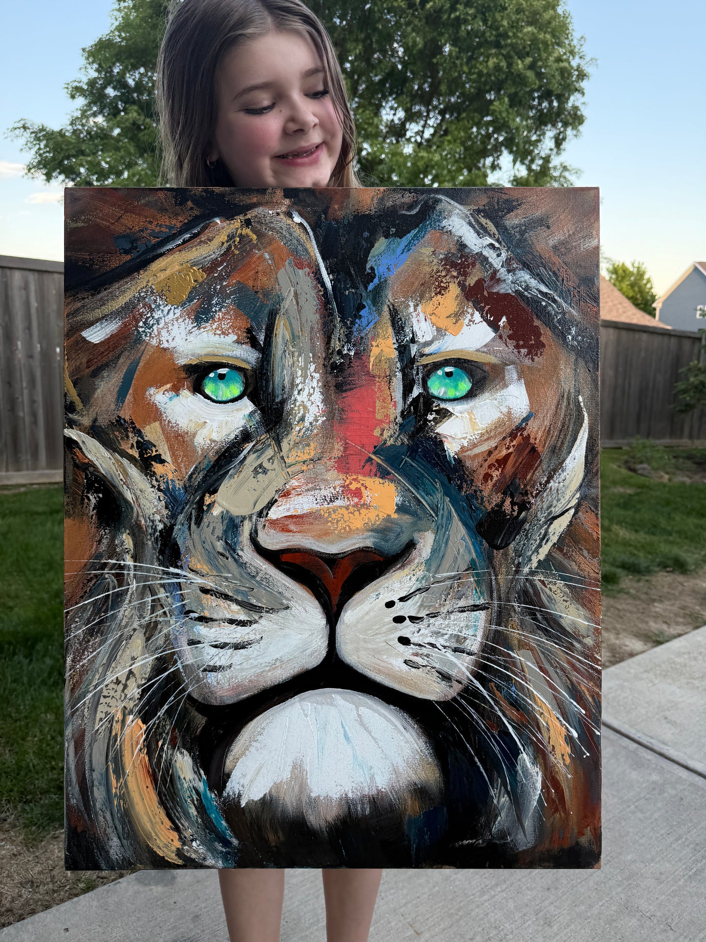 (Practice) Sam Glenn Lion Painting  “Live with Courage” (24x28 Inches)