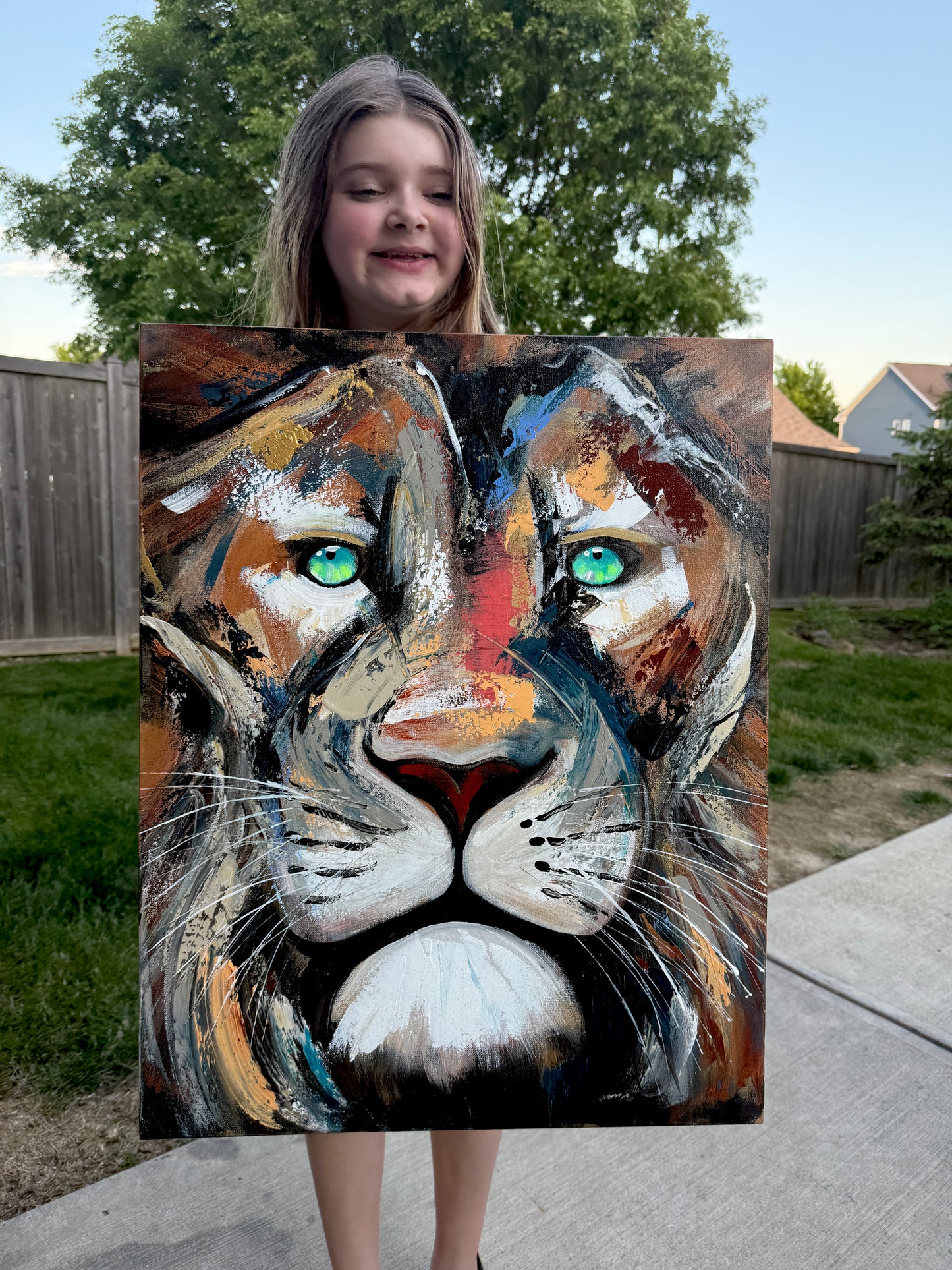 (Practice) Sam Glenn Lion Painting  “Live with Courage” (24x28 Inches)